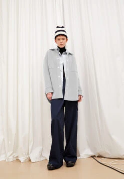 Armedangels Knit Overshirt Loose Fit Made Of Organic Cotton -Armedangels almaraa soft light grey melange oatmilk01 05