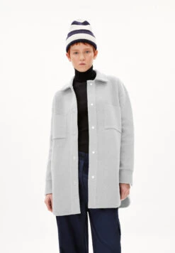 Armedangels Knit Overshirt Loose Fit Made Of Organic Cotton -Armedangels almaraa soft light grey melange01 oatmilk