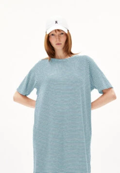 Armedangels Jersey Dress Made Of Organic Cotton -Armedangels chaaru lovely stripes blueniverse light desert