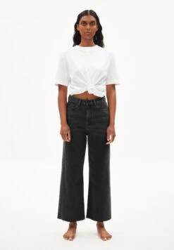 Armedangels Denim High Waist Wide Leg Made Of Recycled Cotton -Armedangels enijaa cropped ebony black01 06