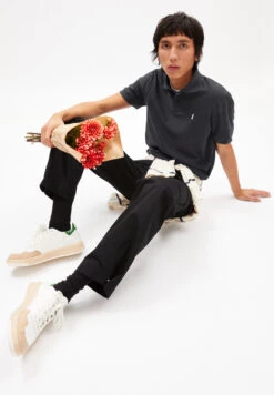 Armedangels Polo T-Shirt Made Of Organic Cotton -Armedangels faabao graphite01 05