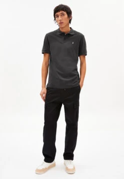Armedangels Polo T-Shirt Made Of Organic Cotton -Armedangels faabao graphite01 06