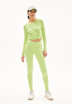 Armedangels Leggings Made Of Organic Cotton Mix -Armedangels faribaa logo light lime01 06