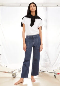 Armedangels Straight Fit Mid Waist Ankle Made Of Organic Cotton Mix 10 Armedangels Straight Fit Mid Waist Ankle Made Of Organic Cotton Mix -Armedangels fiaan worker blue01 05