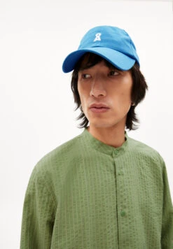 Armedangels Shirt Made Of Organic Cotton -Armedangels jaacko striped smith green oatmilk01 03