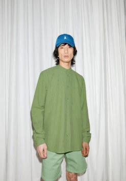 Armedangels Shirt Made Of Organic Cotton -Armedangels jaacko striped smith green oatmilk01 05