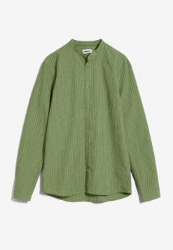 Armedangels Shirt Made Of Organic Cotton -Armedangels jaacko striped smith green oatmilk01 10