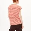 Armedangels T-Shirt Loose Fit Made Of TENCEL™ Lyocell Mix -Armedangels jilaana stripes emergency red oatmilk01 02