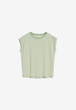 Armedangels T-Shirt Loose Fit Made Of TENCEL™ Lyocell Mix -Armedangels jilaana stripes smith green oatmilk01 10