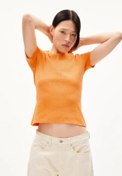 Armedangels Rib-T-Shirt Made Of Organic Cotton Mix -Armedangels kardaa01 mangorange