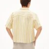 Armedangels Blouse Loose Fit Made Of Linen Mix -Armedangels leaanne striped lino off white mangorange01 02