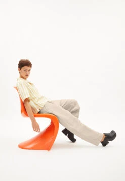 Armedangels Blouse Loose Fit Made Of Linen Mix -Armedangels leaanne striped lino off white mangorange01 05