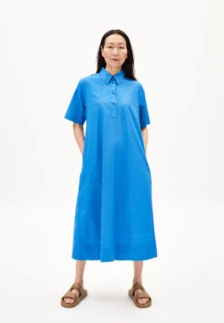 Armedangels Dress Relaxed Fit Made Of Organic Cotton 11 Armedangels Dress Relaxed Fit Made Of Organic Cotton -Armedangels marilaa warm blue01 06