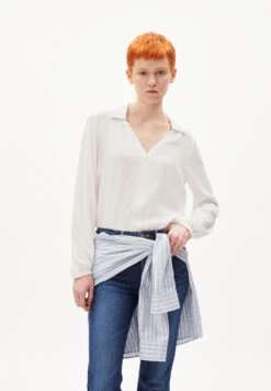 Armedangels Blouse Regular Fit Made Of LENZING™ ECOVERO™ Viscose -Armedangels miunaa o03 white