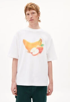 Armedangels Heavyweight T-Shirt Oversized Fit Made Of Organic Cotton Mix -Armedangels olaan pixxel fruits01 white