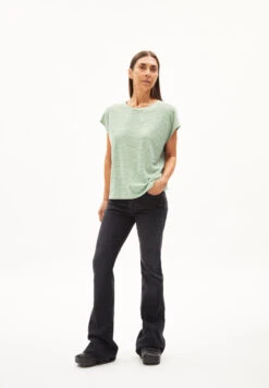 Armedangels T-Shirt Made Of Organic Cotton -Armedangels oneliaa lovely stripes smith green oatmilk01 06