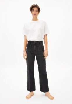 Armedangels Flared Fit Ankle Denim Made Of Organic Cotton -Armedangels rumaa washed down black 06