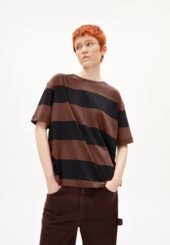 Armedangels T-Shirt Oversized Fit Made Of Organic Cotton -Armedangels saikaa bold stripes bright raspberry mangorange