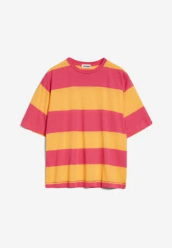 Armedangels T-Shirt Oversized Fit Made Of Organic Cotton -Armedangels saikaa bold stripes bright raspberry mangorange01 10