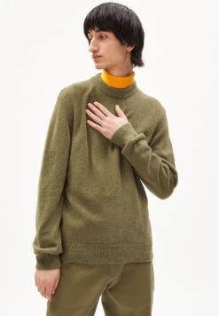 Armedangels Sweater Regular Fit Made Of Alpaca Wool Mix -Armedangels uldaa premium01 oliva
