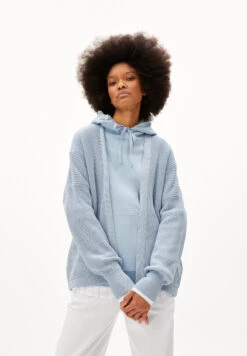 Armedangels Knit Cardigan Loose Fit Made Of Organic Cotton -Armedangels vildanaa soft morning01 sky